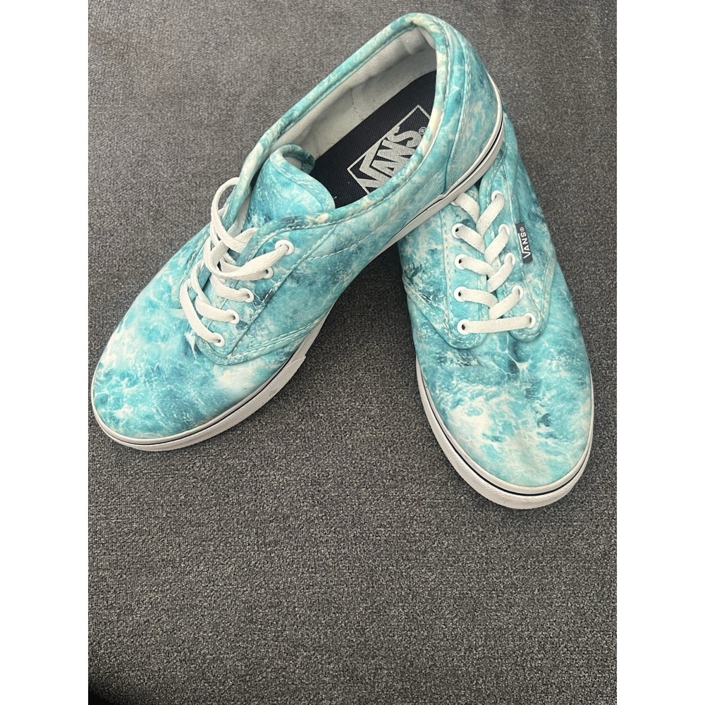 Vans Watercolor Aqua/Blue/White Canvas Sneakers, Women's Sz. 7.5 , Super Cute!